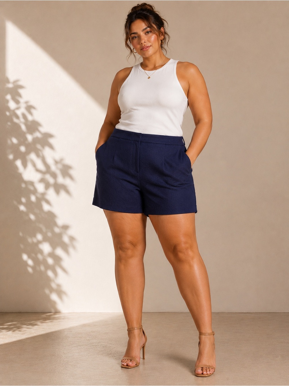 Nanette Lepore Navy Textured Bermuda Shorts